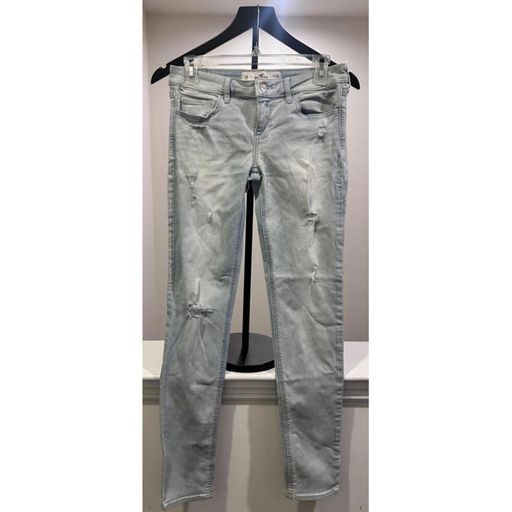Hollister Womens 3R 26W 31L Light Blue Distressed Low-Rise Jeans